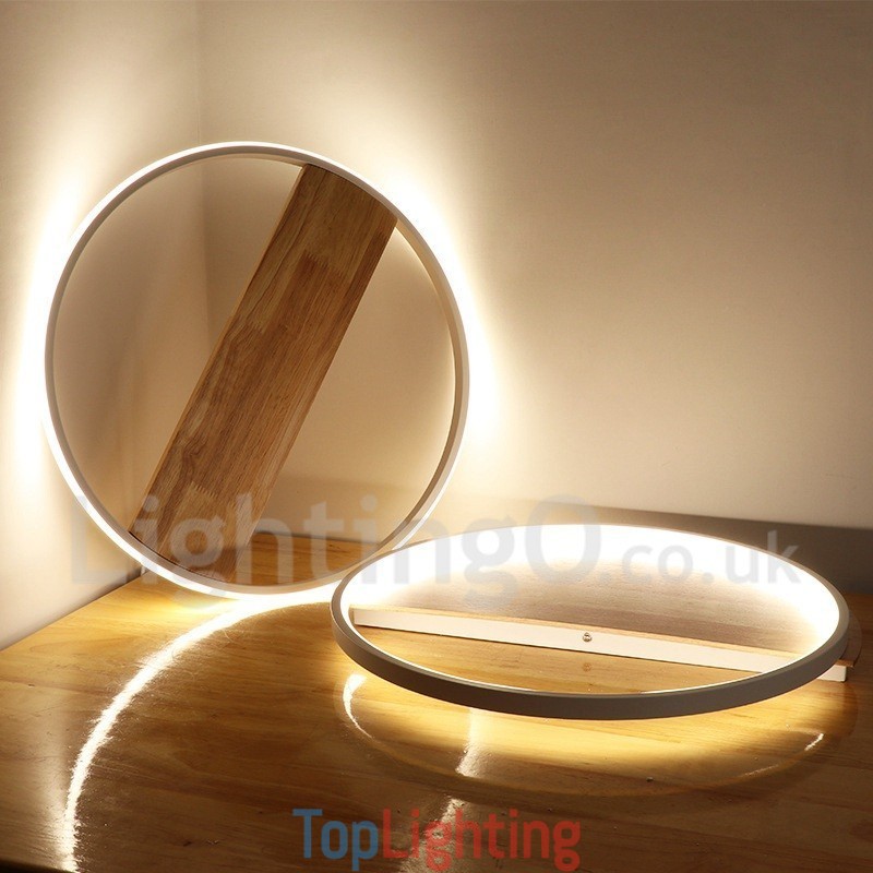 Dimmable White Round Wood Ceiling Light Ultrathin Ceiling Lamp Also Can Be Used As Wall Light