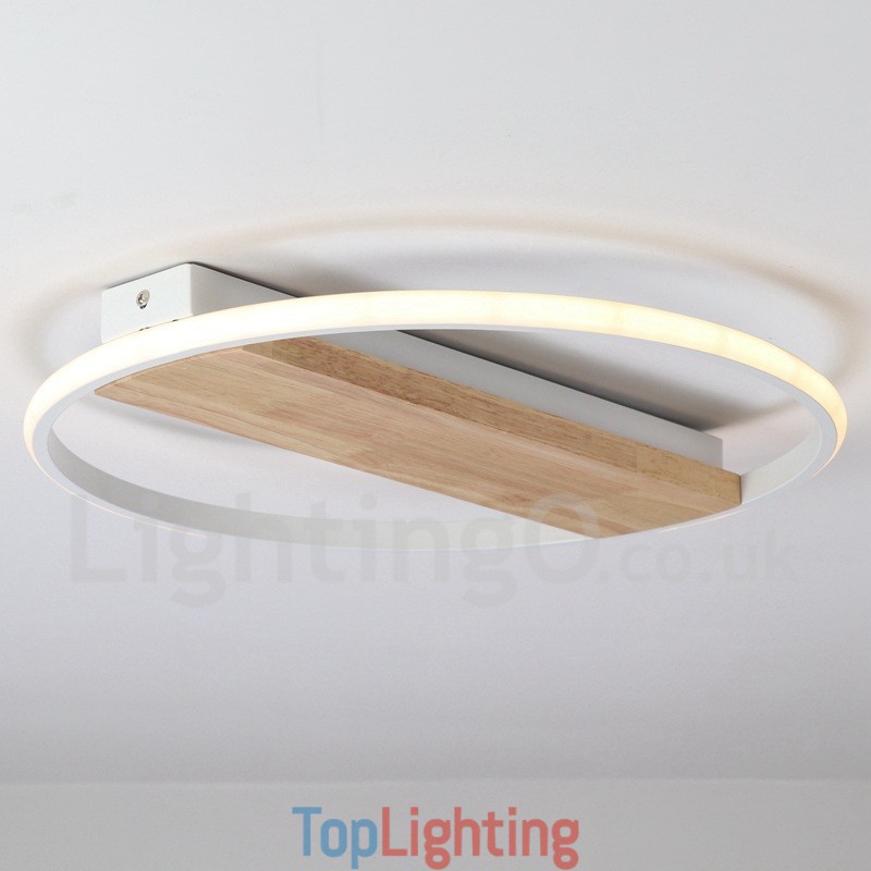 Dimmable White Round Wood Ceiling Light Ultrathin Ceiling Lamp Also Can Be Used As Wall Light