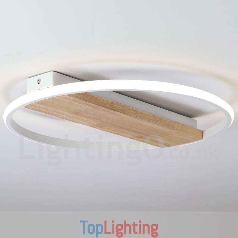 Dimmable White Round Wood Ceiling Light Ultrathin Ceiling Lamp Also Can Be Used As Wall Light