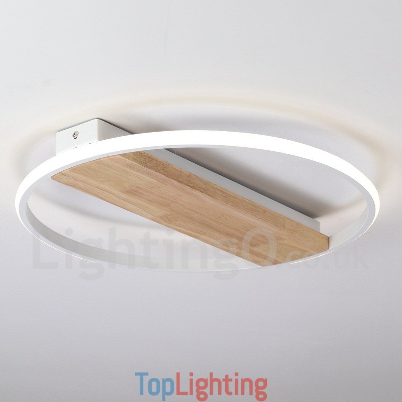 Dimmable White Round Wood Ceiling Light Ultrathin Ceiling Lamp Also Can Be Used As Wall Light