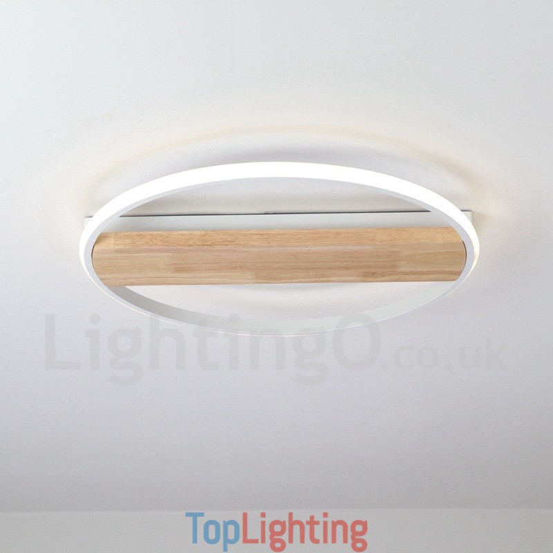Dimmable White Round Wood Ceiling Light Ultrathin Ceiling Lamp Also Can Be Used As Wall Light