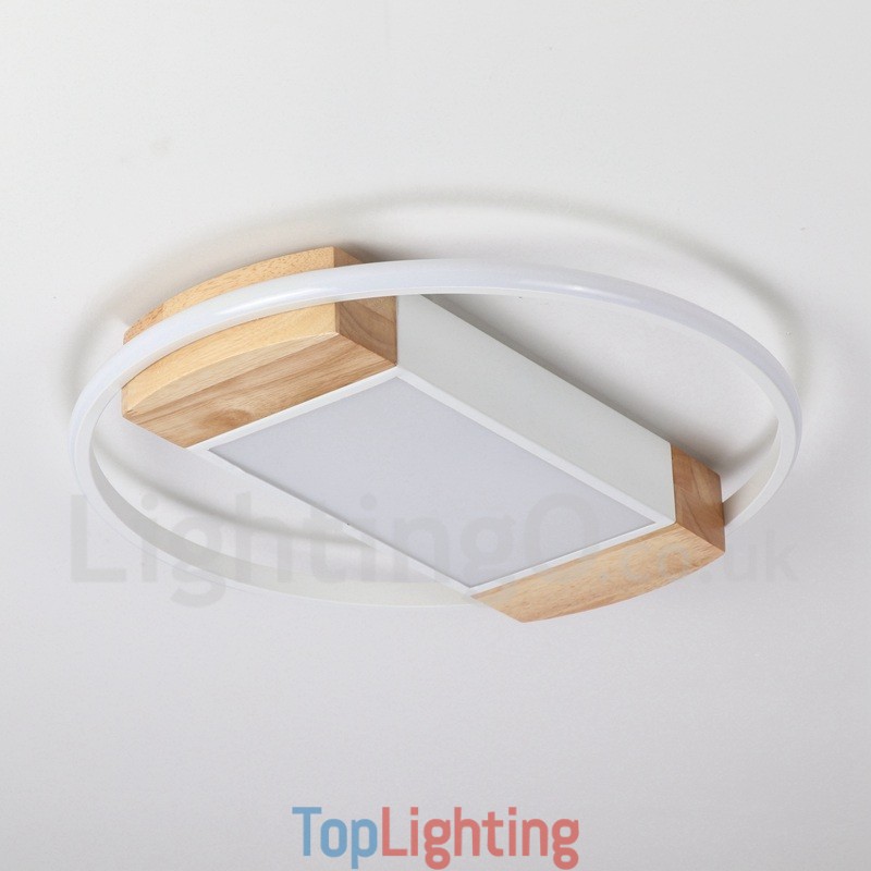 Dimmable White Round Wood Ceiling Light Ultrathin Ceiling Lamp Also Can Be Used As Wall Light