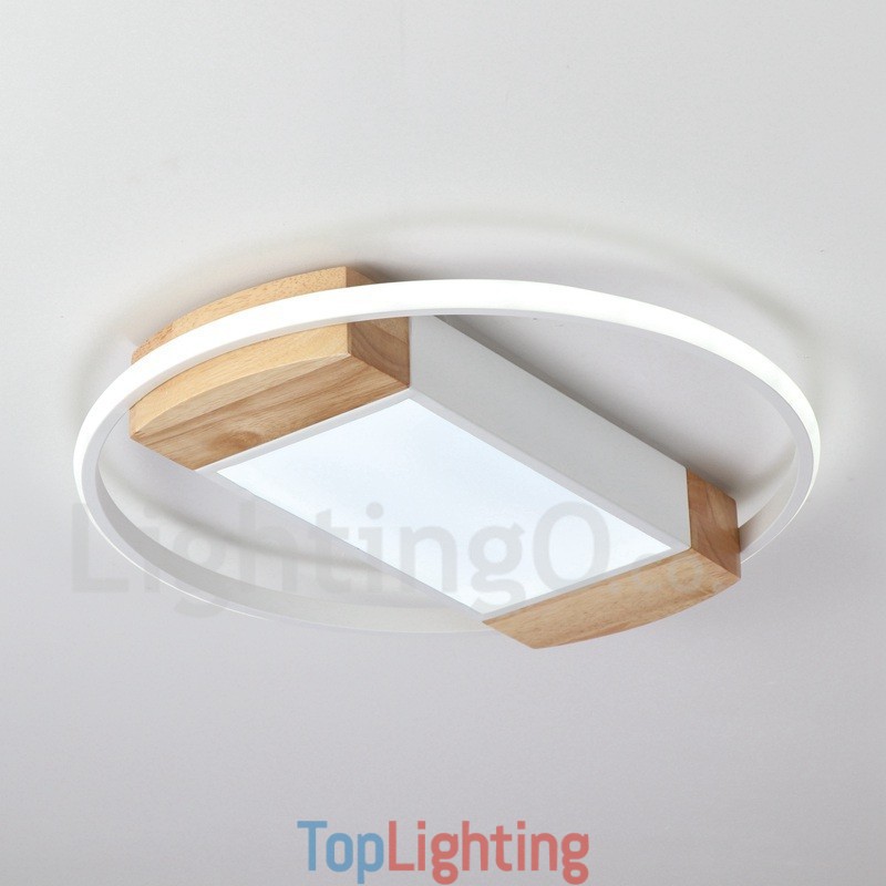 Dimmable White Round Wood Ceiling Light Ultrathin Ceiling Lamp Also Can Be Used As Wall Light