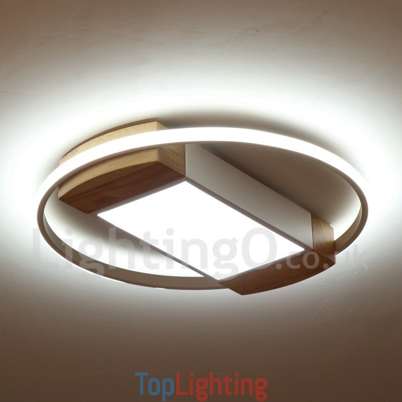Dimmable White Round Wood Ceiling Light Ultrathin Ceiling Lamp Also Can Be Used As Wall Light