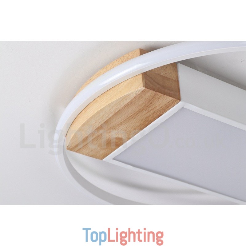Dimmable White Round Wood Ceiling Light Ultrathin Ceiling Lamp Also Can Be Used As Wall Light