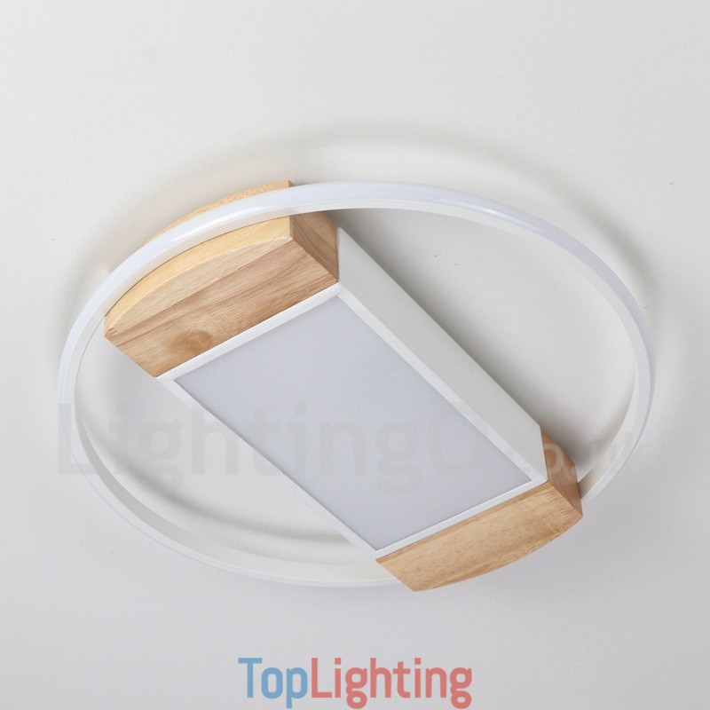 Dimmable White Round Wood Ceiling Light Ultrathin Ceiling Lamp Also Can Be Used As Wall Light