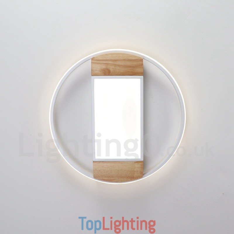 Dimmable White Round Wood Ceiling Light Ultrathin Ceiling Lamp Also Can Be Used As Wall Light