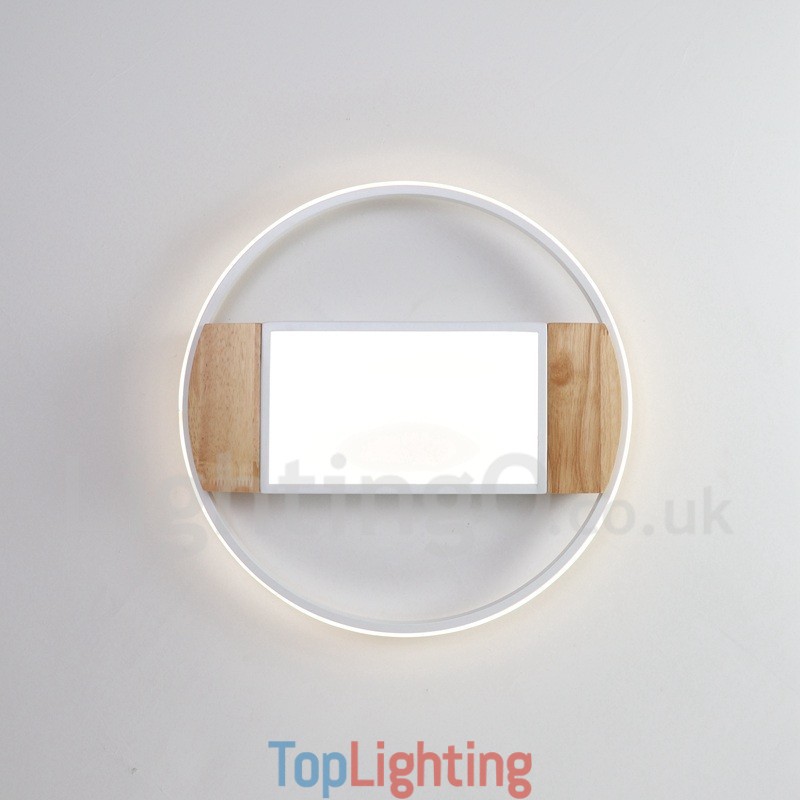 Dimmable White Round Wood Ceiling Light Ultrathin Ceiling Lamp Also Can Be Used As Wall Light