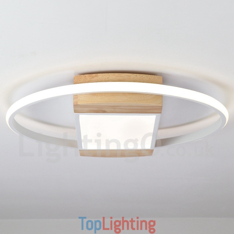 Dimmable White Round Wood Ceiling Light Ultrathin Ceiling Lamp Also Can Be Used As Wall Light