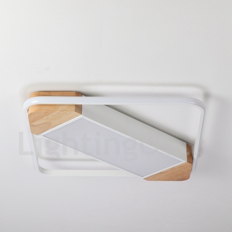 Dimmable White Square Wood Ceiling Light Ultrathin Ceiling Lamp Also Can Be Used As Wall Light