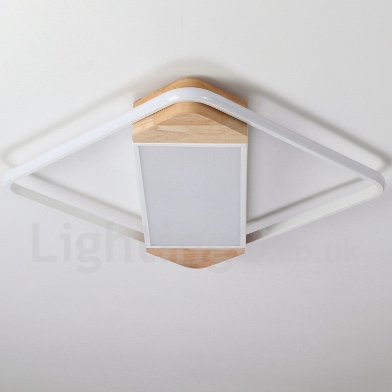 Dimmable White Square Wood Ceiling Light Ultrathin Ceiling Lamp Also Can Be Used As Wall Light