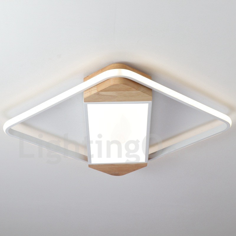 Dimmable White Square Wood Ceiling Light Ultrathin Ceiling Lamp Also Can Be Used As Wall Light