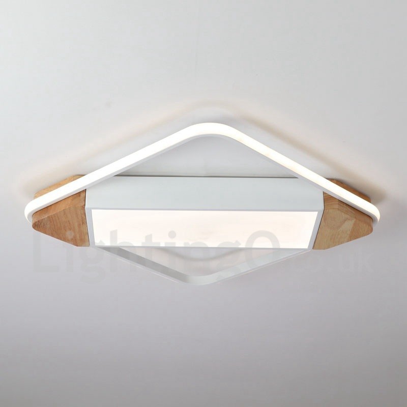 Dimmable White Square Wood Ceiling Light Ultrathin Ceiling Lamp Also Can Be Used As Wall Light