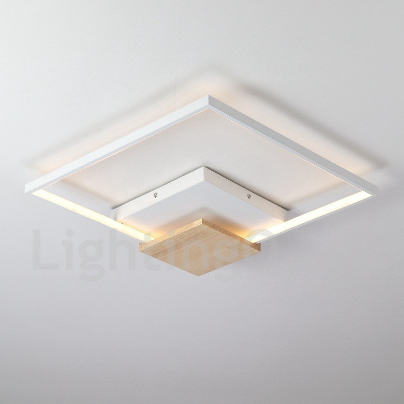 Dimmable White Square Wood Ceiling Light Ultrathin Ceiling Lamp Also Can Be Used As Wall Light