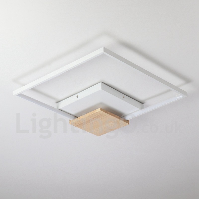 Dimmable White Square Wood Ceiling Light Ultrathin Ceiling Lamp Also Can Be Used As Wall Light