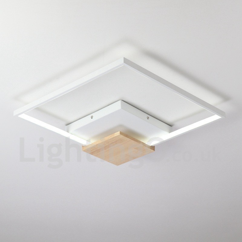 Dimmable White Square Wood Ceiling Light Ultrathin Ceiling Lamp Also Can Be Used As Wall Light