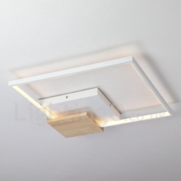 Dimmable White Square Wood Ceiling Light Ultrathin Ceiling Lamp Also Can Be Used As Wall Light