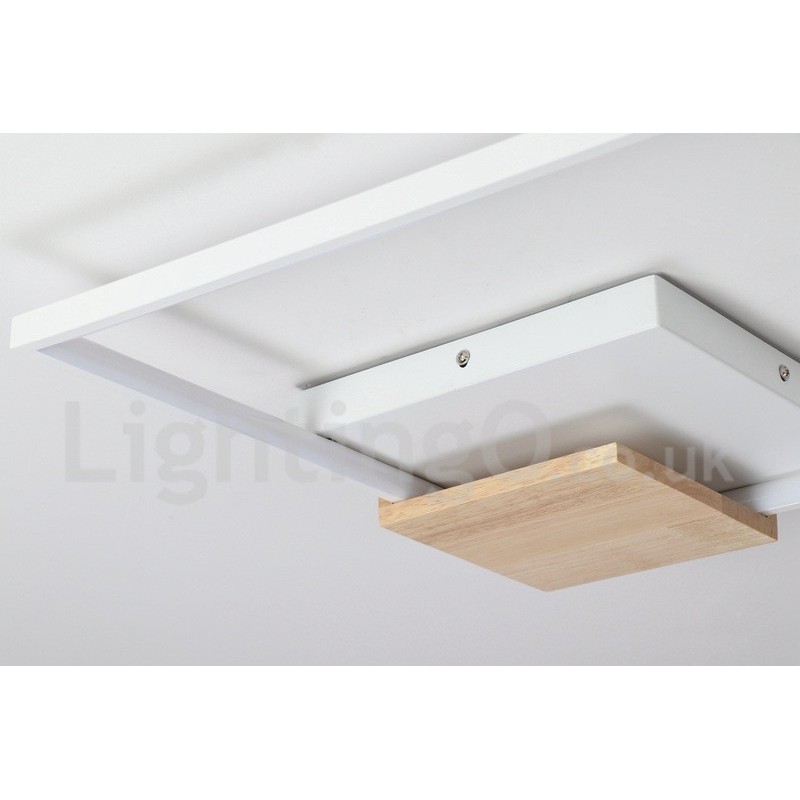 Dimmable White Square Wood Ceiling Light Ultrathin Ceiling Lamp Also Can Be Used As Wall Light