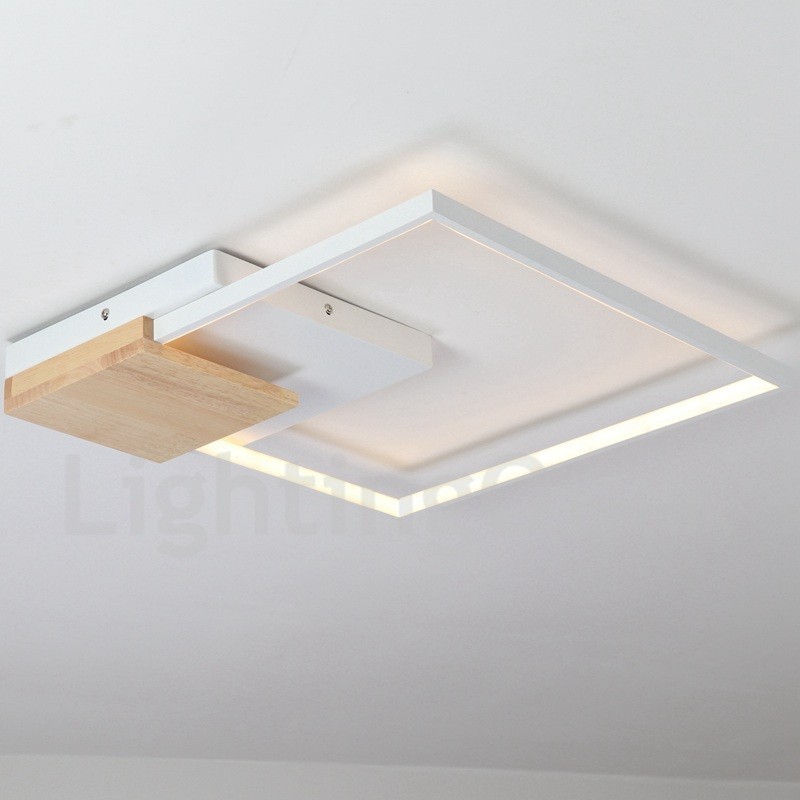 Dimmable White Square Wood Ceiling Light Ultrathin Ceiling Lamp Also Can Be Used As Wall Light