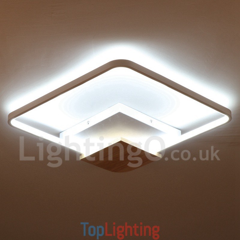 Dimmable White Square Wood Ceiling Light Ultrathin Ceiling Lamp Also Can Be Used As Wall Light