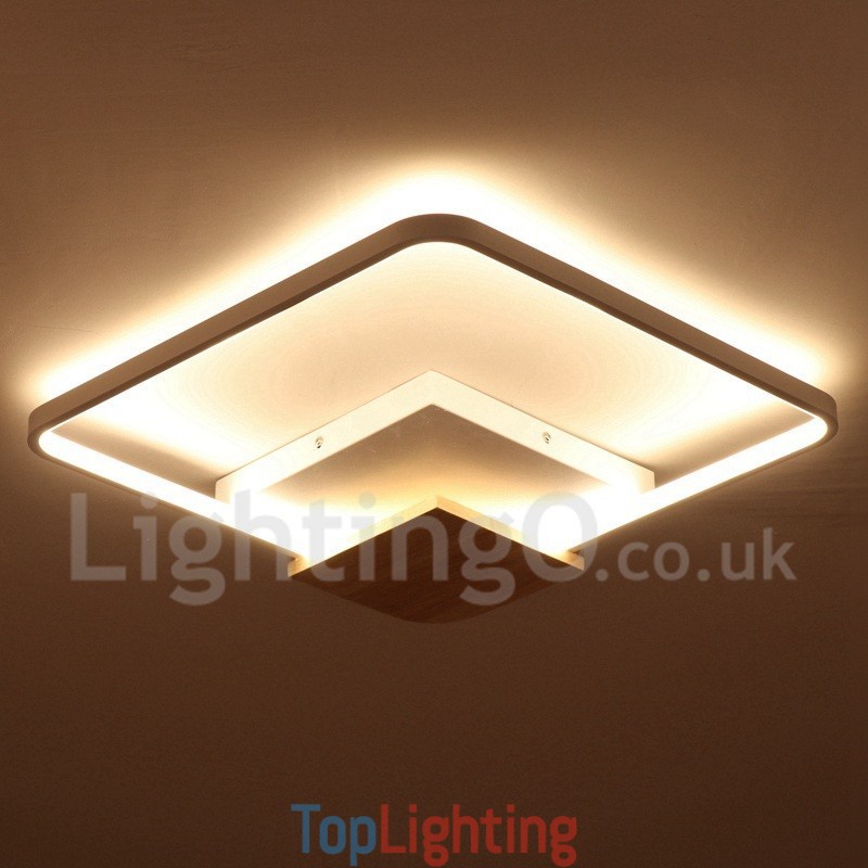 Dimmable White Square Wood Ceiling Light Ultrathin Ceiling Lamp Also Can Be Used As Wall Light
