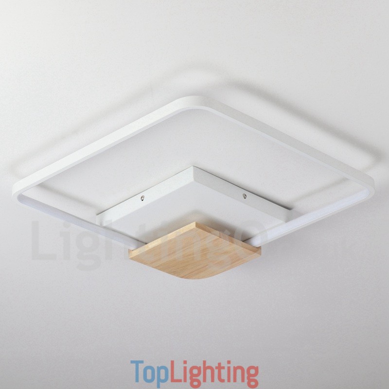 Dimmable White Square Wood Ceiling Light Ultrathin Ceiling Lamp Also Can Be Used As Wall Light