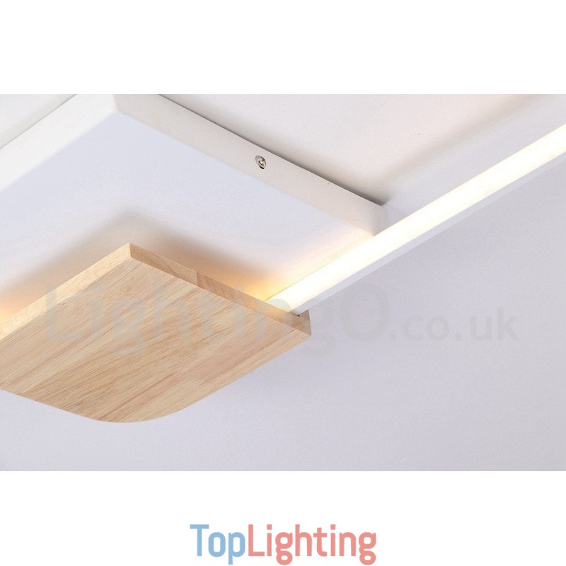 Dimmable White Square Wood Ceiling Light Ultrathin Ceiling Lamp Also Can Be Used As Wall Light