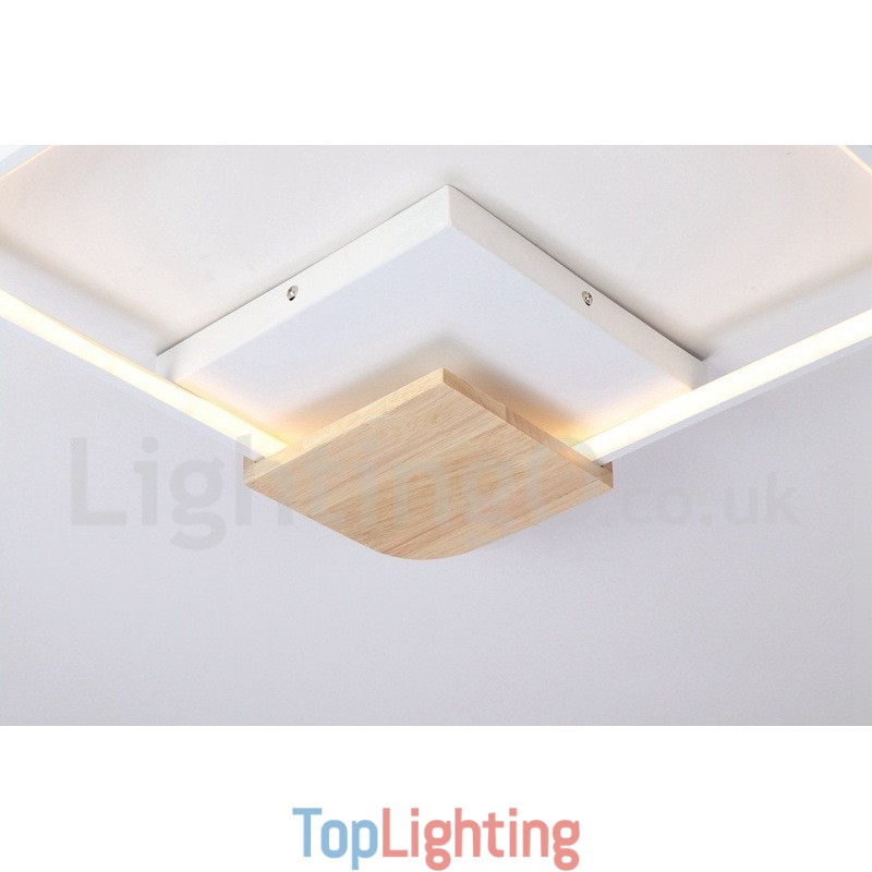 Dimmable White Square Wood Ceiling Light Ultrathin Ceiling Lamp Also Can Be Used As Wall Light
