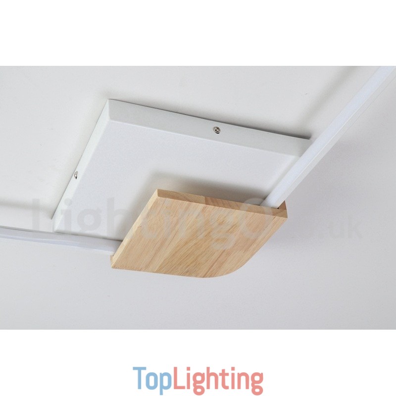 Dimmable White Square Wood Ceiling Light Ultrathin Ceiling Lamp Also Can Be Used As Wall Light