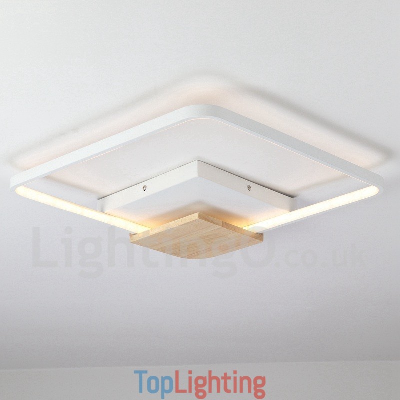 Dimmable White Square Wood Ceiling Light Ultrathin Ceiling Lamp Also Can Be Used As Wall Light