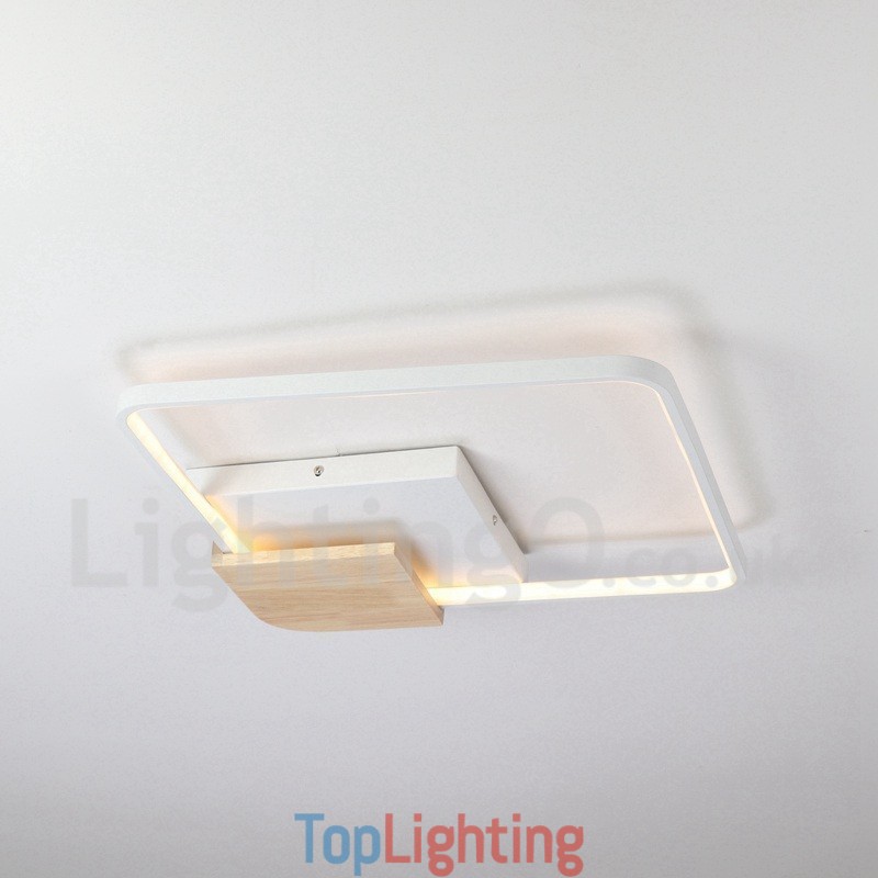 Dimmable White Square Wood Ceiling Light Ultrathin Ceiling Lamp Also Can Be Used As Wall Light