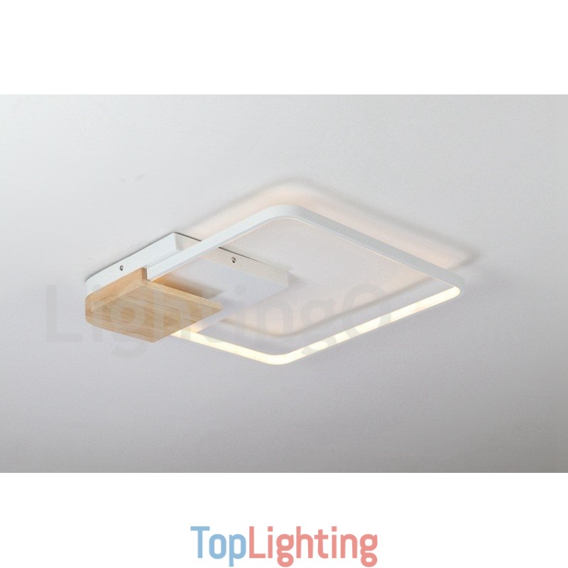 Dimmable White Square Wood Ceiling Light Ultrathin Ceiling Lamp Also Can Be Used As Wall Light