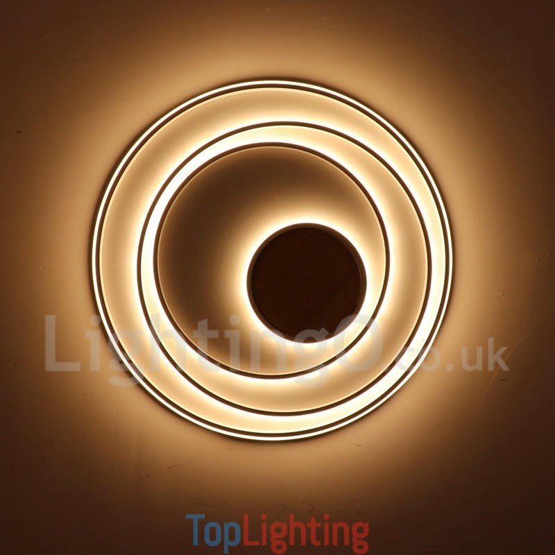Dimmable White Rings Wood Ceiling Light Ultrathin Ceiling Lamp Also Can Be Used As Wall Light
