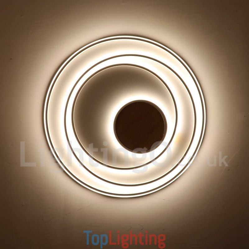 Dimmable White Rings Wood Ceiling Light Ultrathin Ceiling Lamp Also Can Be Used As Wall Light