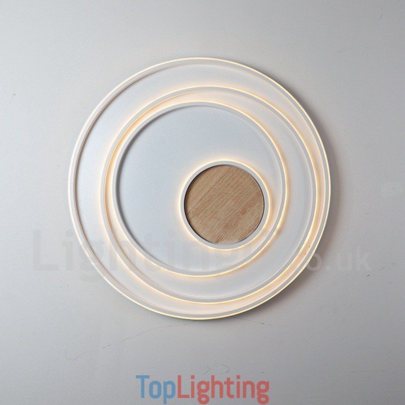 Dimmable White Rings Wood Ceiling Light Ultrathin Ceiling Lamp Also Can Be Used As Wall Light