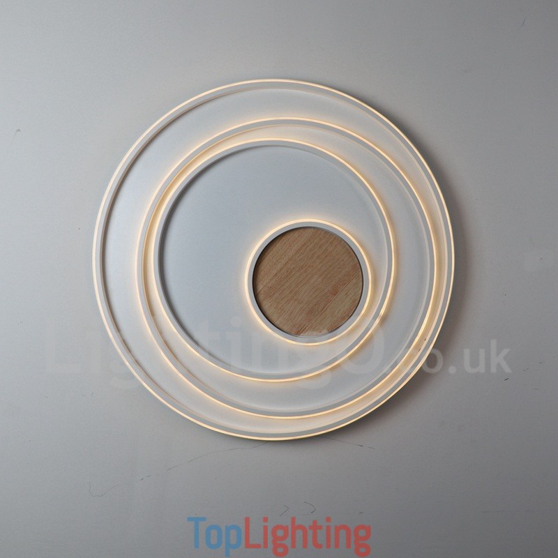 Dimmable White Rings Wood Ceiling Light Ultrathin Ceiling Lamp Also Can Be Used As Wall Light