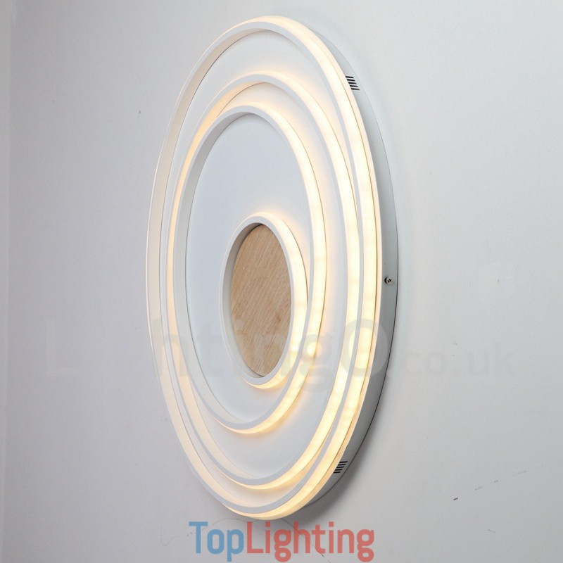 Dimmable White Rings Wood Ceiling Light Ultrathin Ceiling Lamp Also Can Be Used As Wall Light