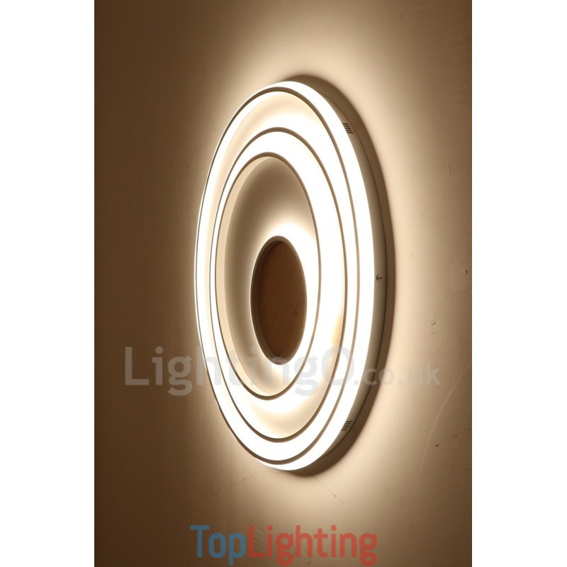 Dimmable White Rings Wood Ceiling Light Ultrathin Ceiling Lamp Also Can Be Used As Wall Light