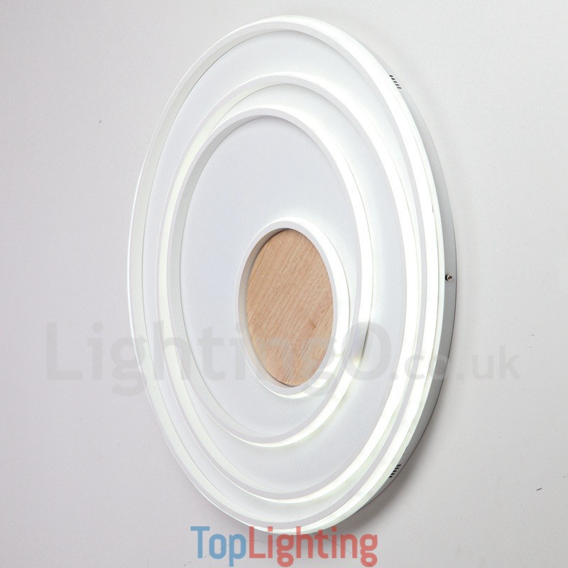 Dimmable White Rings Wood Ceiling Light Ultrathin Ceiling Lamp Also Can Be Used As Wall Light