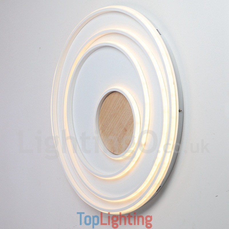 Dimmable White Rings Wood Ceiling Light Ultrathin Ceiling Lamp Also Can Be Used As Wall Light
