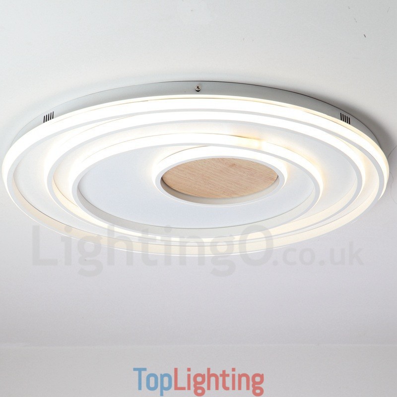 Dimmable White Rings Wood Ceiling Light Ultrathin Ceiling Lamp Also Can Be Used As Wall Light