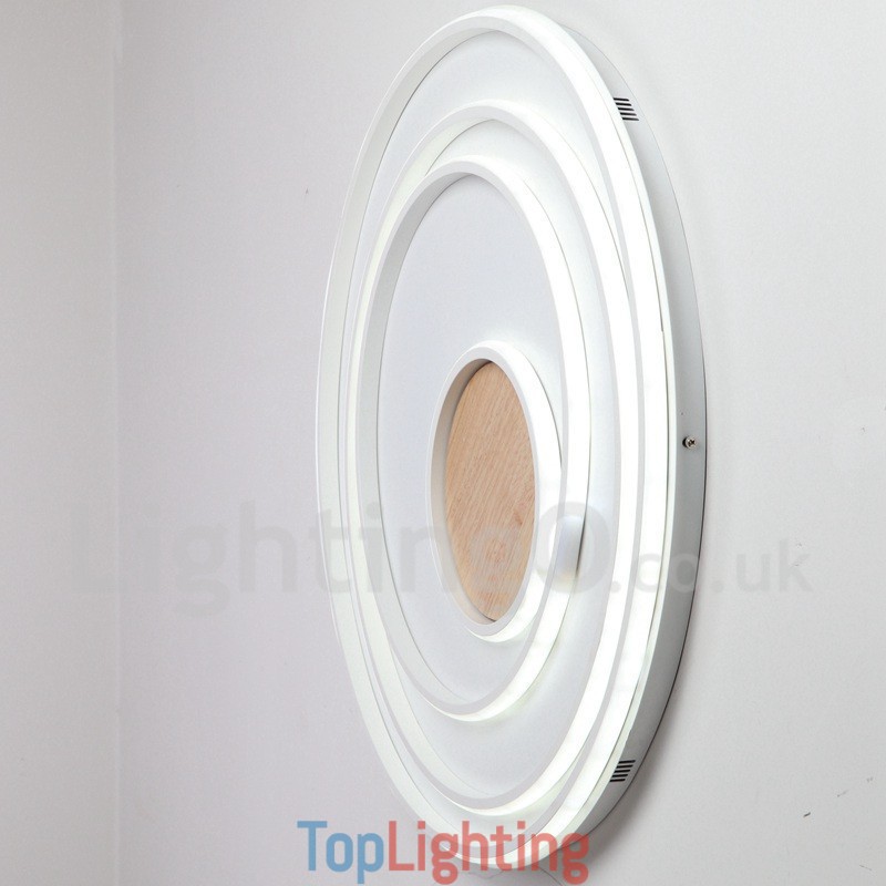 Dimmable White Rings Wood Ceiling Light Ultrathin Ceiling Lamp Also Can Be Used As Wall Light