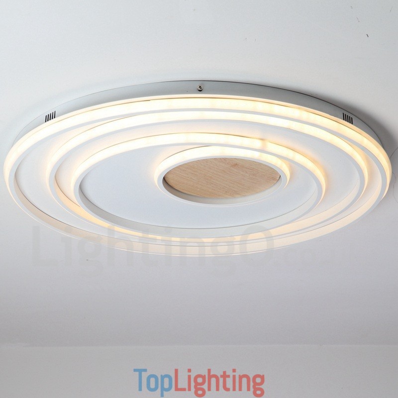 Dimmable White Rings Wood Ceiling Light Ultrathin Ceiling Lamp Also Can Be Used As Wall Light