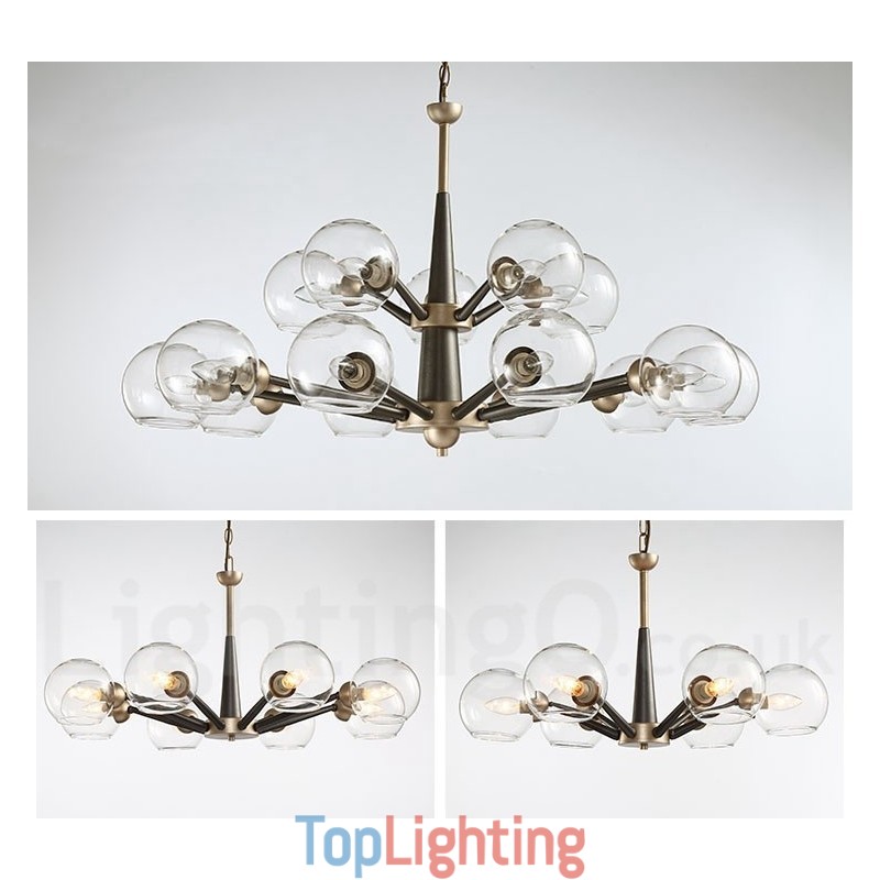 Retro Vintage Magic Bean Rustic Chandelier with Multi Colours Glass Shades