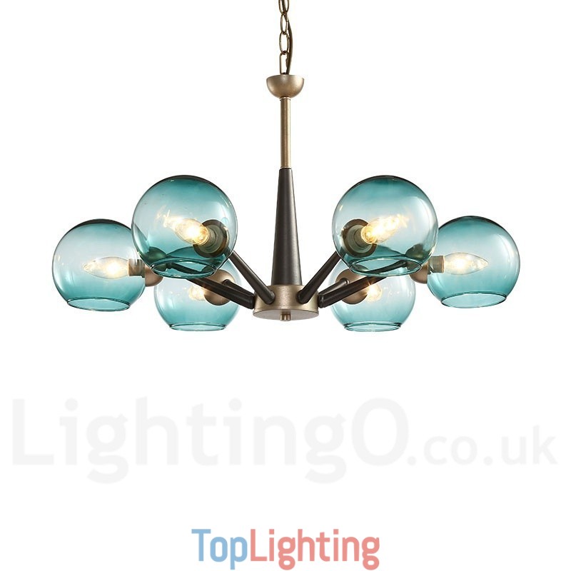 Retro Vintage Magic Bean Rustic Chandelier with Multi Colours Glass Shades