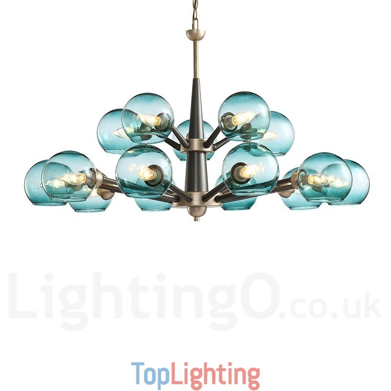 Retro Vintage Magic Bean Rustic Chandelier with Multi Colours Glass Shades
