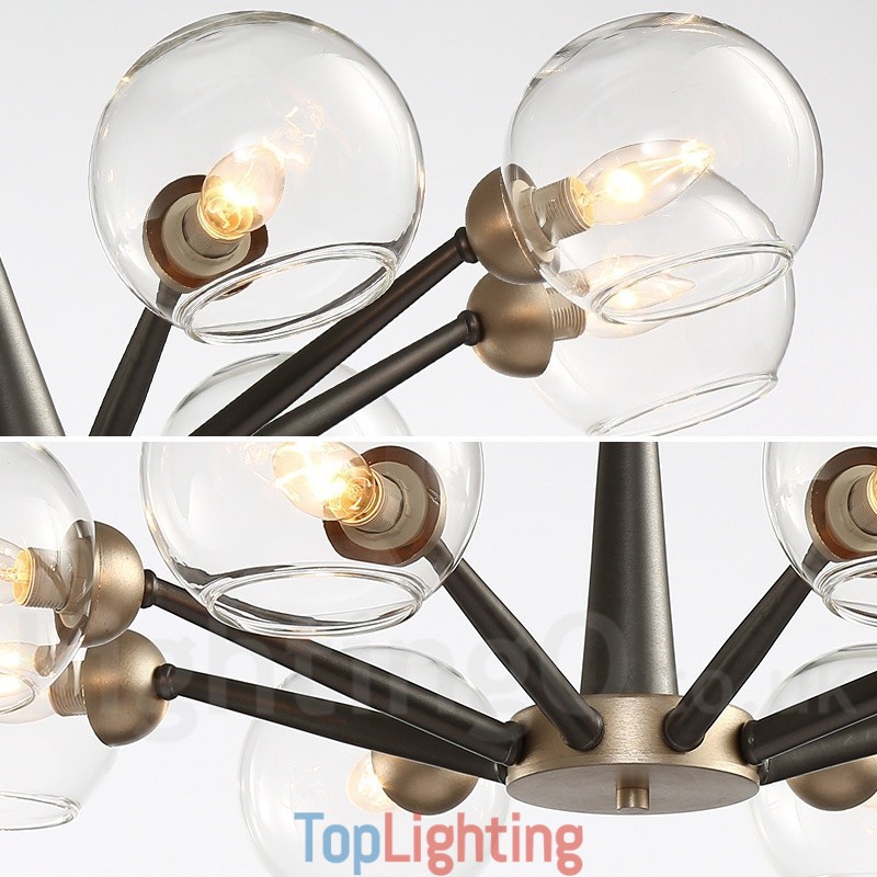 Retro Vintage Magic Bean Rustic Chandelier with Multi Colours Glass Shades