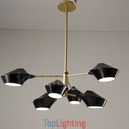 Modern Contemporary Pipe Chandelier with White Black Acrylic Shades Modern Contemporary Pipe Chandelier with White Black Acrylic Shades