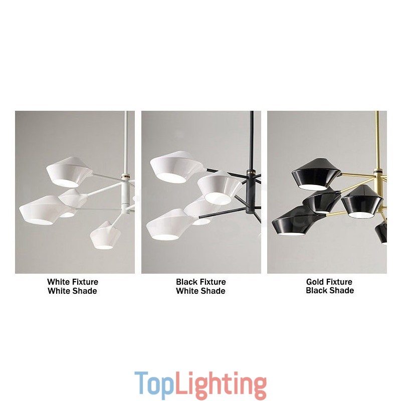 Modern Contemporary Pipe Chandelier with White Black Acrylic Shades