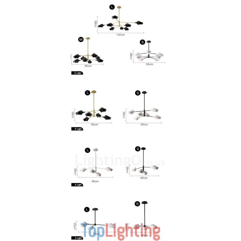 Modern Contemporary Pipe Chandelier with White Black Acrylic Shades